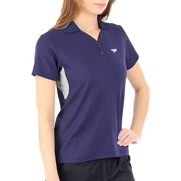 Speedo 7201312 041 Women's Size LARGE Navy Blue Grey Gray Tech Polo Shirt - Picture 2 of 5